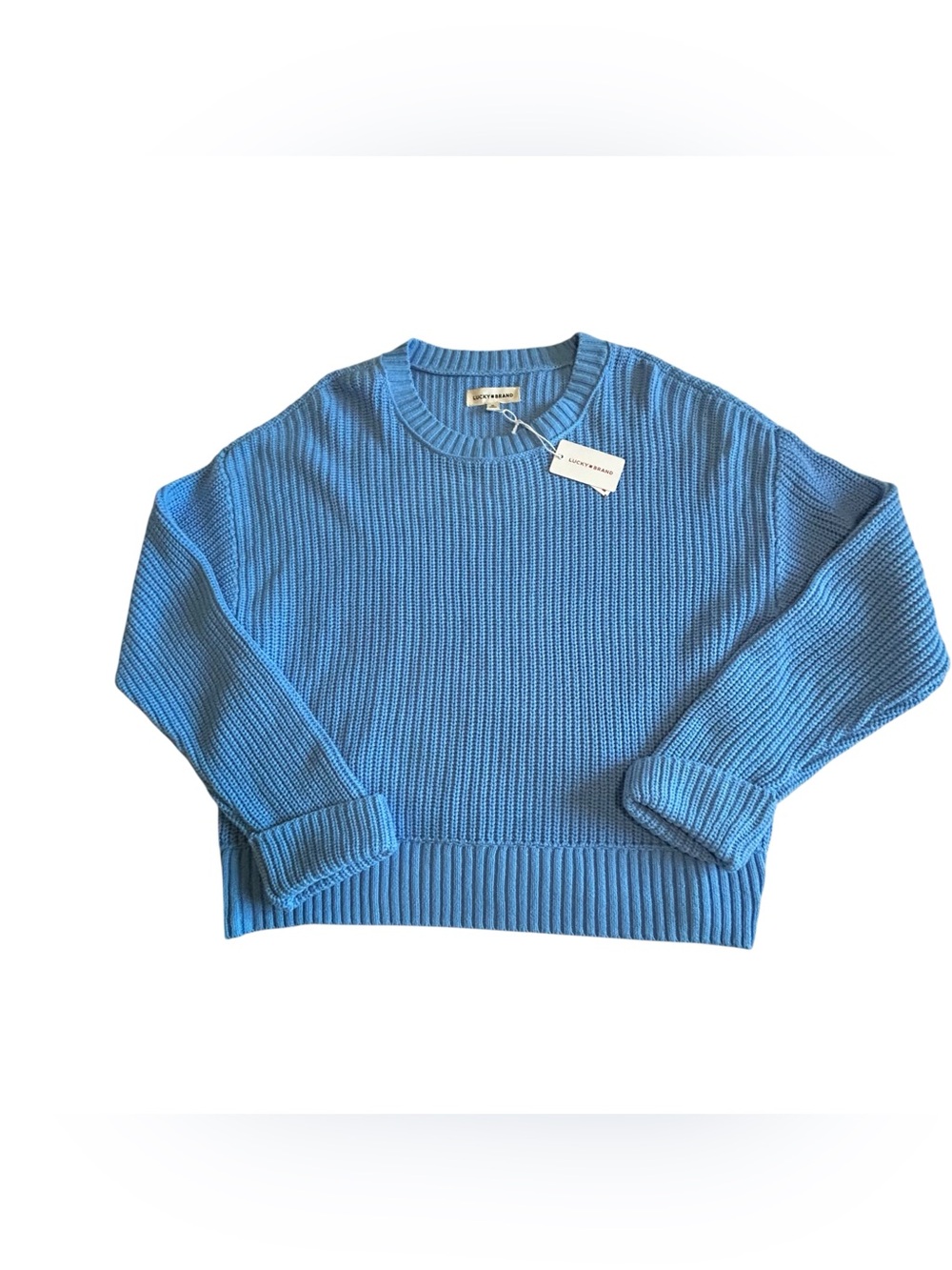 Lucky Brand Sky Blue Ribbed Crewneck Sweater